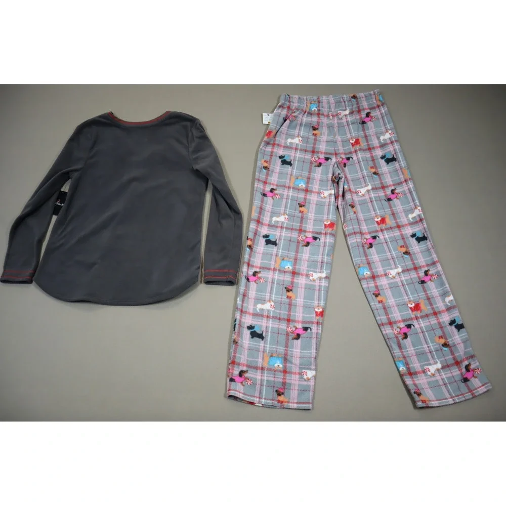 Cuddl Duds Henley Top & Print Pants Pajama Set - Grey Plaid‎ - Size S